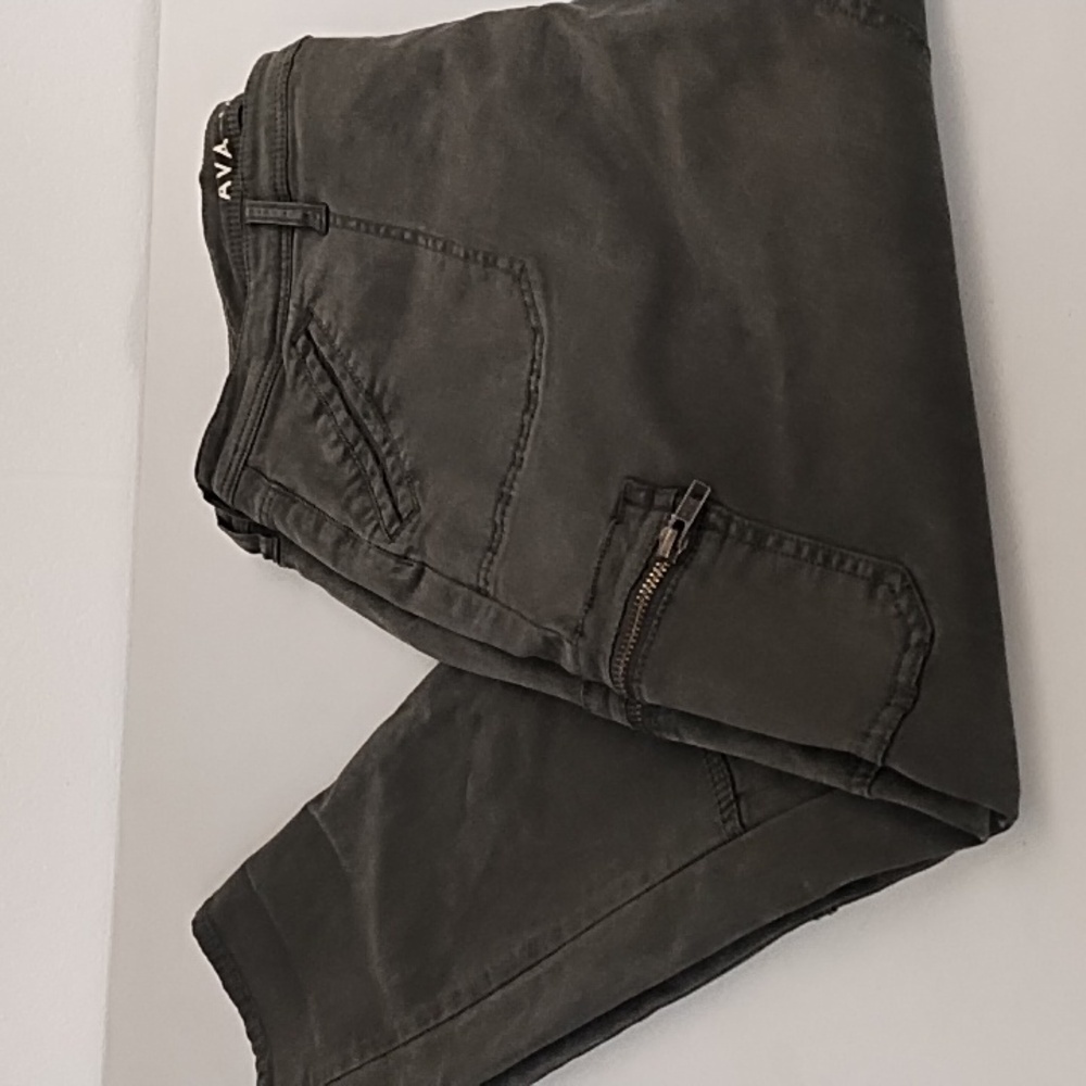 Ava & Viv 18W Super Stretch Cargo Soft Brushed Denim Jegging Jeans Olive